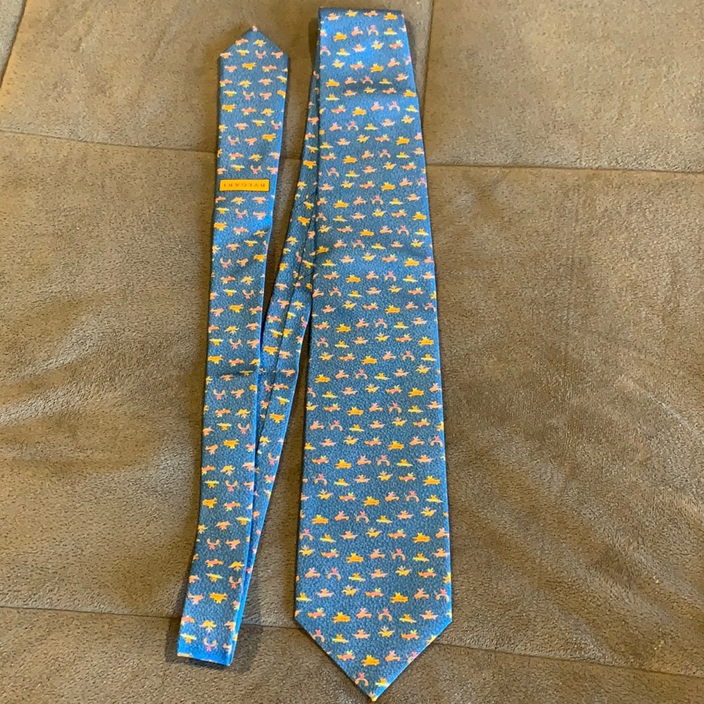 BULGARI Blue Men’s Neck Tie w Mice in Cars